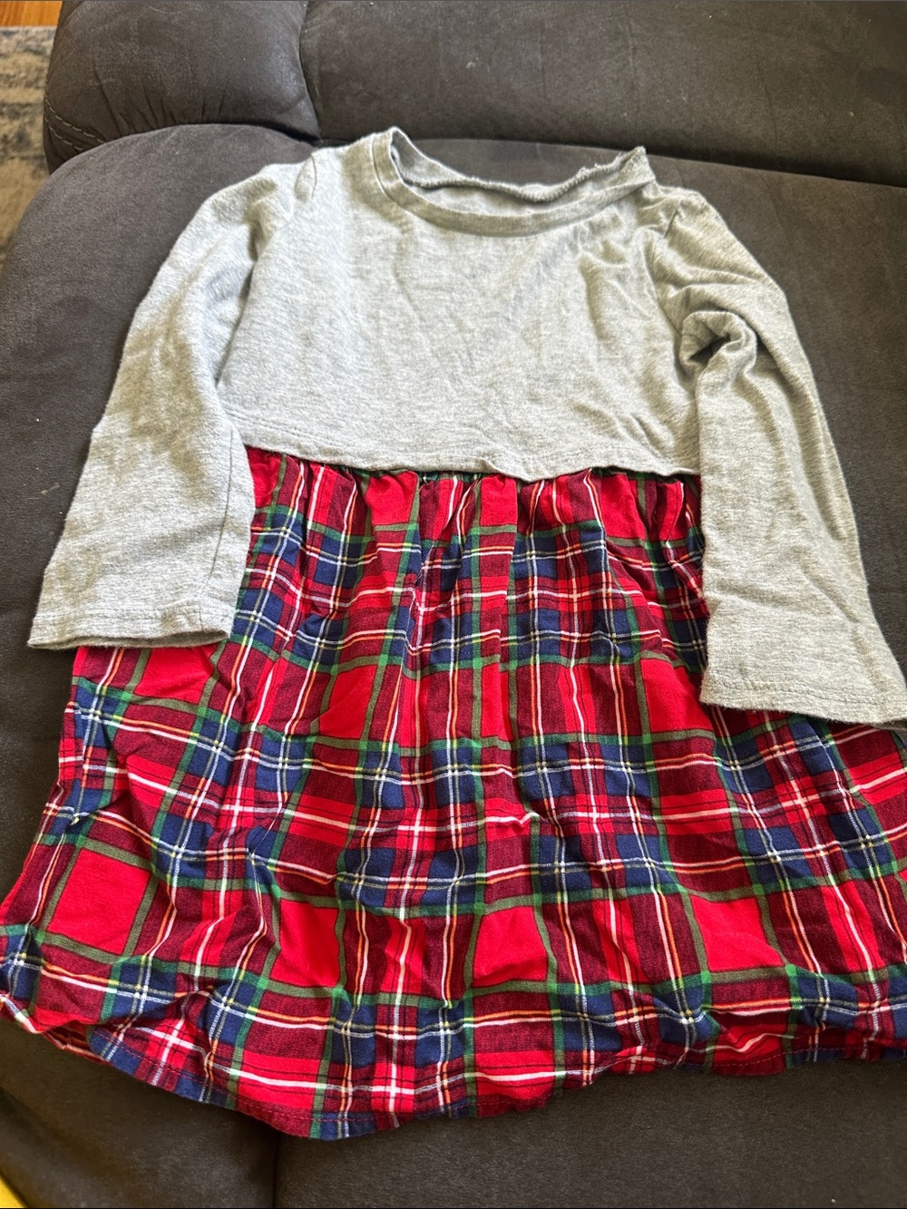 GAP Gray Top with Red Plaid Skirt Dress